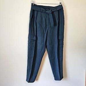 NWT Nine West Belted cargo Pants Tapered size Xlarge slate gray elastic waist